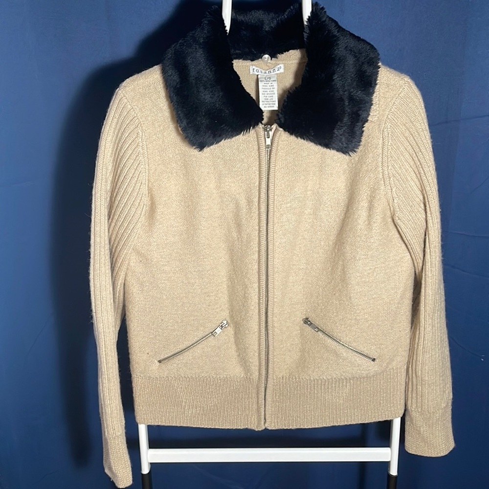 Women’s vintage Rosanna 10% wool zip up sweater - size L